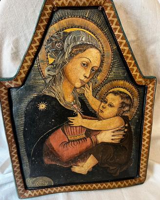Quadro Madonna  con bambino in terracotta