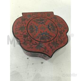 SCATOLA LACCATA ROSSA NERA ORIENTALE DECORI