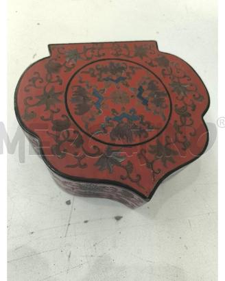 SCATOLA LACCATA ROSSA NERA ORIENTALE DECORI