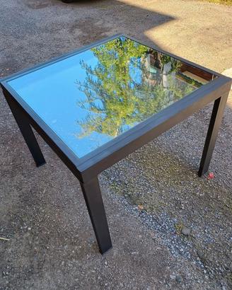 Tavolo 90 x 90 e carrello metallo e cristallo