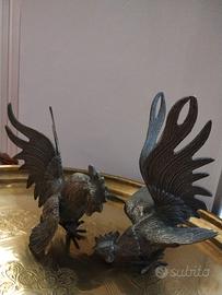 Coppia galli bronzo