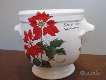 Vaso in ceramica smaltata con manici. Altezza 14cm