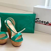 Set sandali e pochette bustina color verde Tiffany