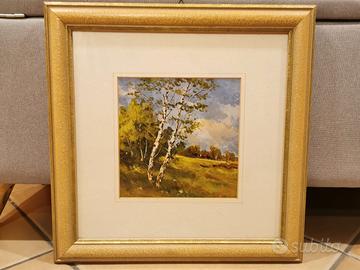 ERNESTO PIROTTA olio su tavola "Betulle" 19,5x19,5