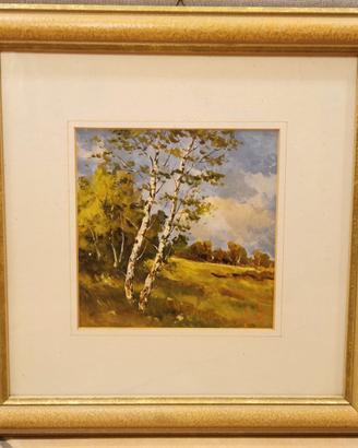 ERNESTO PIROTTA olio su tavola "Betulle" 19,5x19,5