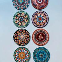 Set 8 mandala Decorativi in legno 10 cm