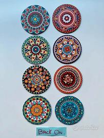 Set 8 mandala Decorativi in legno 10 cm