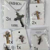 Set lotto di 9 croci fashion in Acciaio uomo/donna