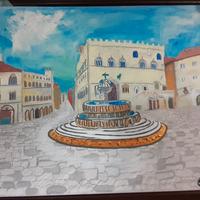 Centro storico Perugia "Fontana Maggiore" dipinto 
