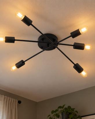 Lampadario moderno nero 6 luci