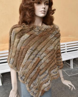 Caldo elegante poncho donna montagna pelliccia