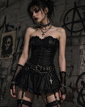 Corsetto nero satinato Secret Possessions gothic –