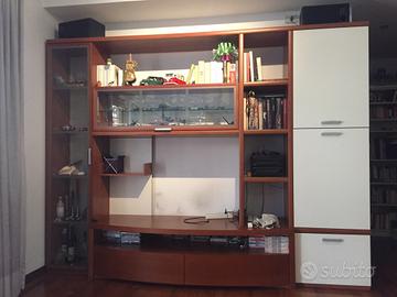 Mobile tv-libreria con vetrine