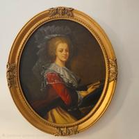 Elegante ritratto femminile antico in cornice ova 