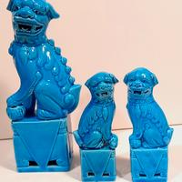 Trittico vintage di cani foo