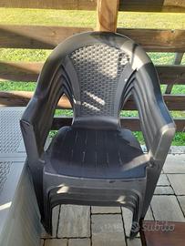 sedie plastica giardino antracite (4 sedie)