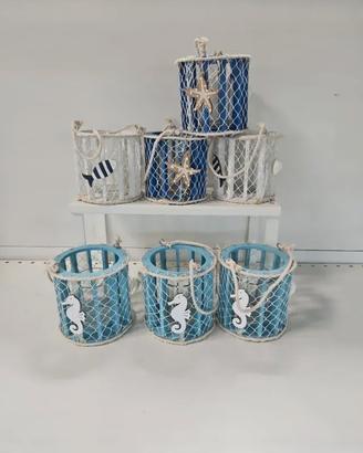 7 portacandele decori marini