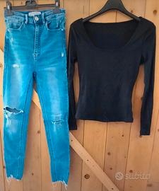 Set jeans donna a vita alta strappi stradivarius