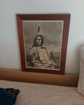 Quadro indiano in legno nuvola rossa far west