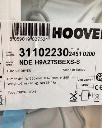 Asciugatrice Hoover NUOVA HOOVER NDE H9A2TSBEXS-S