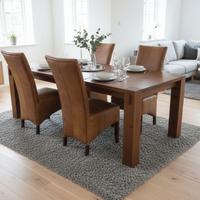tavolo legno massello e sedie pelle vera