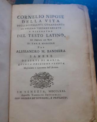 LIbro Antico : CORNELIO NIPOTE DELLA VITA.....