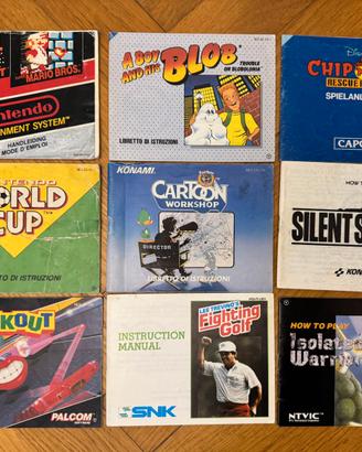 9 libretti manuali di istruzioni per Nintendo Nes