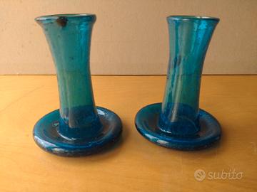 Coppia vasetti artigianali vetro pulegoso - Mod 6