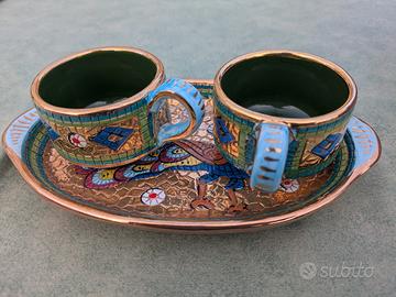 2 Tazzine Deruta dipinte a mano con oro zecchino