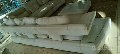 DIVANO PELLE BIANCO INCLUSO TAVOLINO