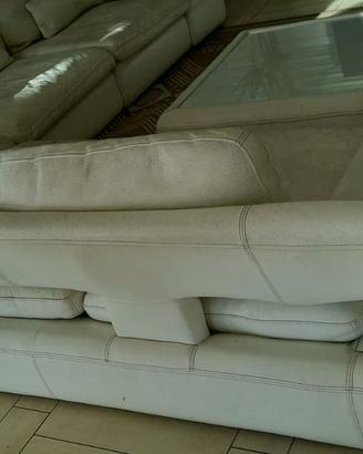 DIVANO PELLE BIANCO INCLUSO TAVOLINO