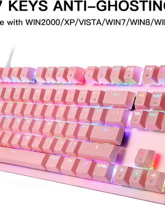 Tastiera Meccanica da Gaming Rosa illuminata RGB