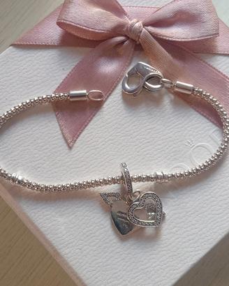 bracciale pandora chiusura cuore cm. 18