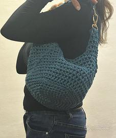 Borsa uncinetto crocket petrolio