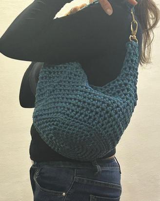 Borsa uncinetto crocket petrolio