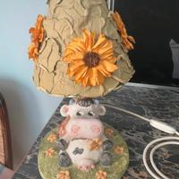 Lampada mucca in ceramica