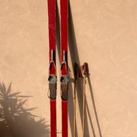 Sci antichi legno Cortina con bastoni originali