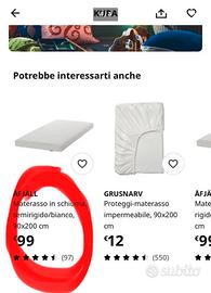 Kura materasso Ikea e tenda motivo bancarella