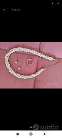 collana di perle completo anello e orecchini  