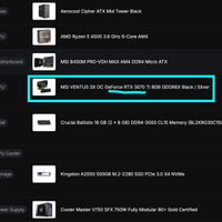 PC da gaming (3070 Ti), NO CPU