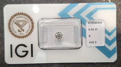 0.50 E VVS2 3EX  Diamante NATURALE Certificato IGI