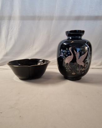 Vaso e ciotola in ceramica decorata