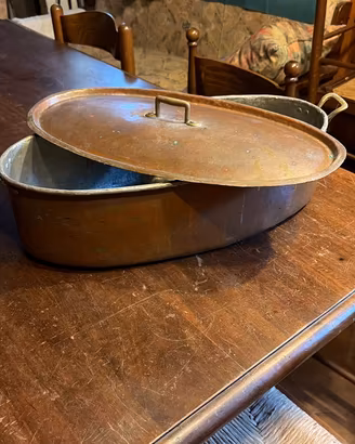 Pesciera ovale in rame anni 50