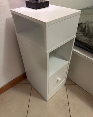 Comodino Stretto Salvaspazio Bianco 25x30x66 cm