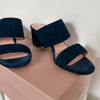 Sandali sabot in camoscio blu