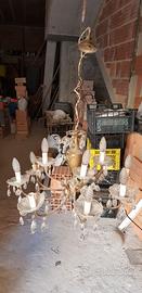 lampadario 12 bracci ottone e cristallo vintage