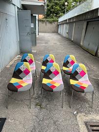 6 Sedie patchwork moderne colorate