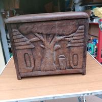 Antica scatola legno pregiato cesellato a mano