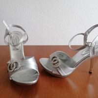 Sandali argentati in raso tg. 38