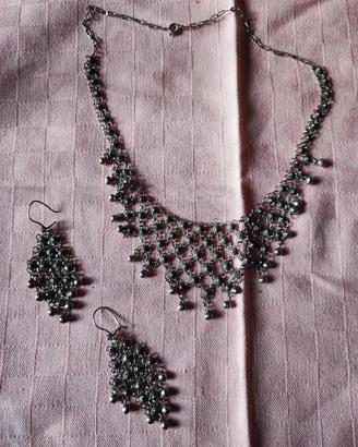 Parure collana + orecchini in filigrana d’argento